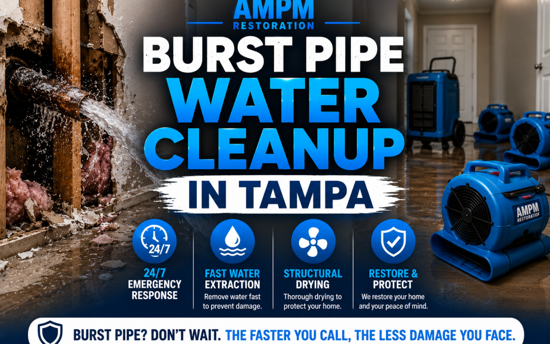 Burst Pipe Water Cleanup in Tampa